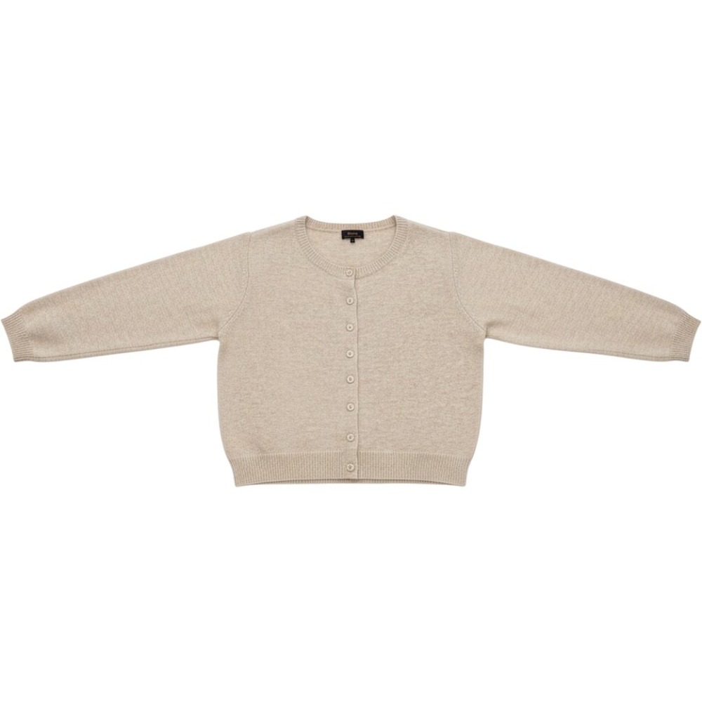 Quince Cardigan Women L Oatmeal Mongolian Cashmere Cropped Crew Neck Sweater
